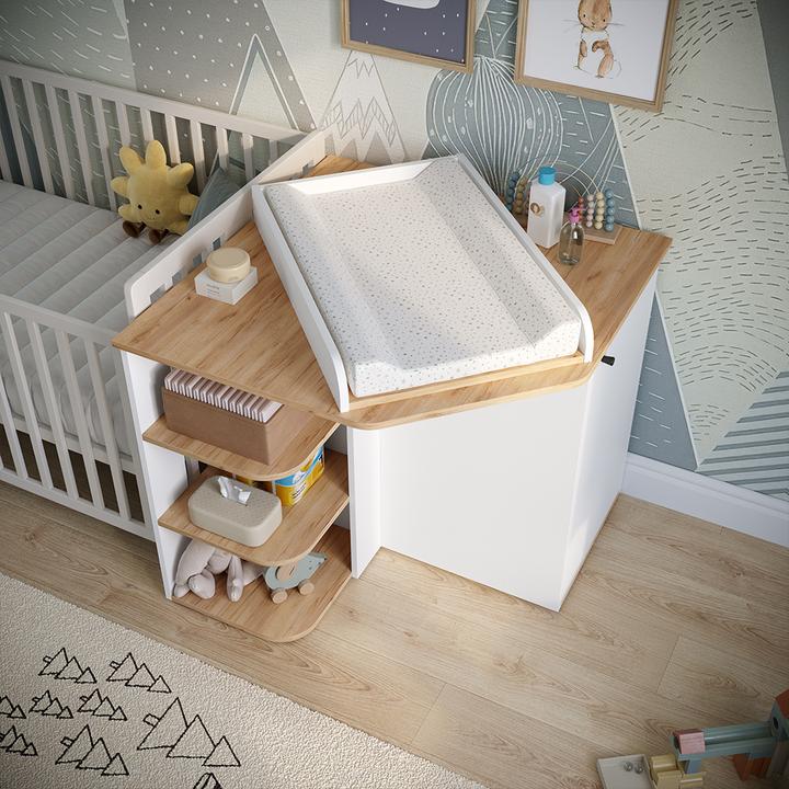Actual product image Vicco Changing dresser Kristian, White/golden oak, 85 x 77.3 cm with changing table