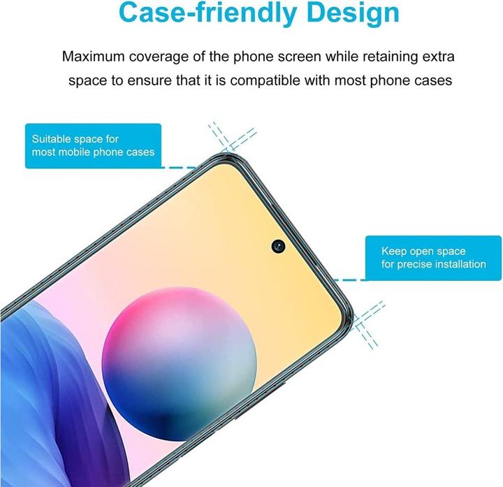 Actual product image Screenguard Xiaomi Redmi Note 10 5G bulletproof glass protective film Case Friendly Design (1 pcs., Xiaomi Redmi Note 10 5G)