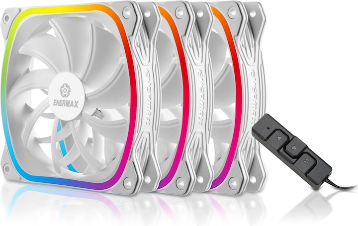 Enermax PC Fan SquA RGB White 3-Pack with RGB Control Box (120 mm, 3 x)