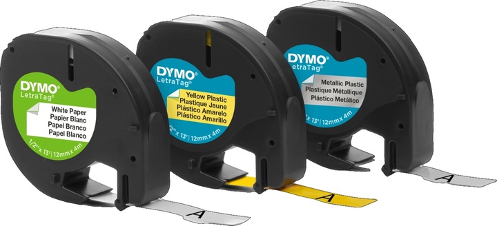 Produktbild Dymo S0721800 LetraTag 3er Set (1.20 cm, Gelb, Silber, Weiss)