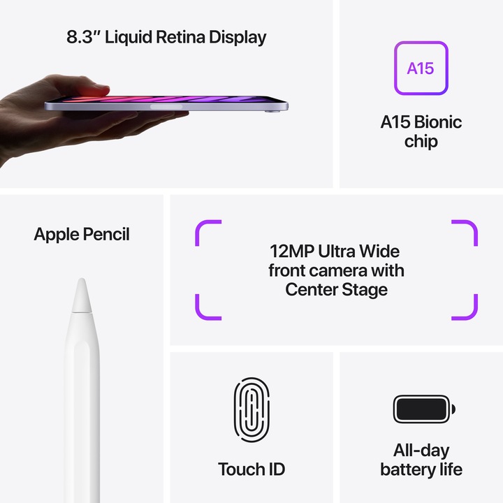 Produktbild Apple iPad mini 2021 (6.Gen) (8.30", 64 GB, Purple)