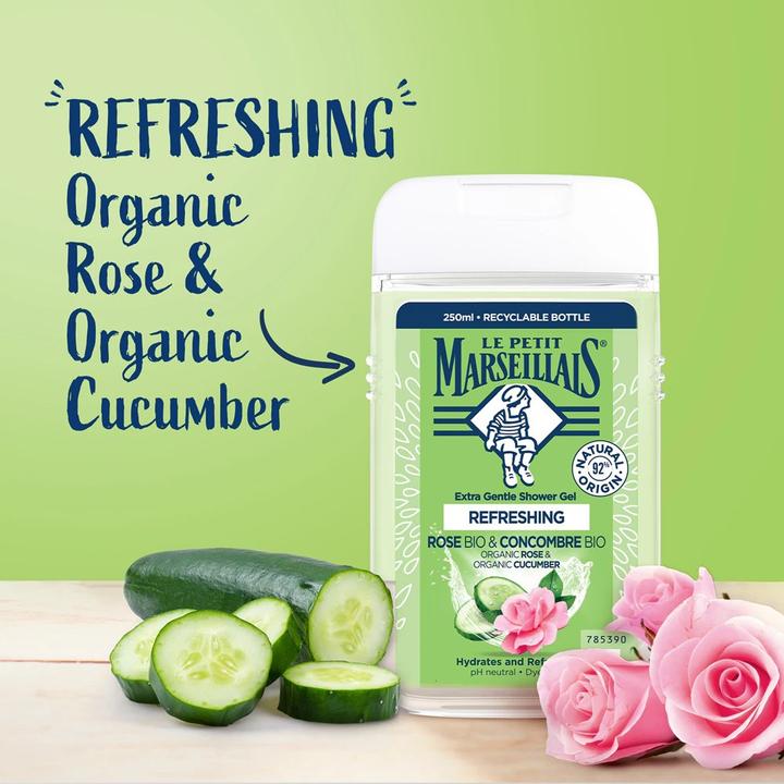 Actual product image Le Petit Marseillais Extra Gentle Shower Gel Organic Rose & Organic Cucumber 250ml (250 ml)