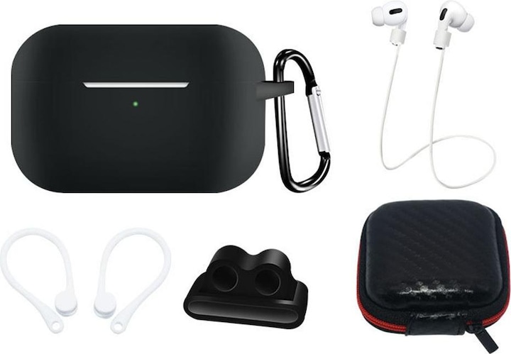Productafbeelding Hurtel Siliconenetui voor AirPods Pro 2 / AirPods Pro 1 + etui / oorhaak / nekband / horlogebandje Hol (Koptelefoon tas)