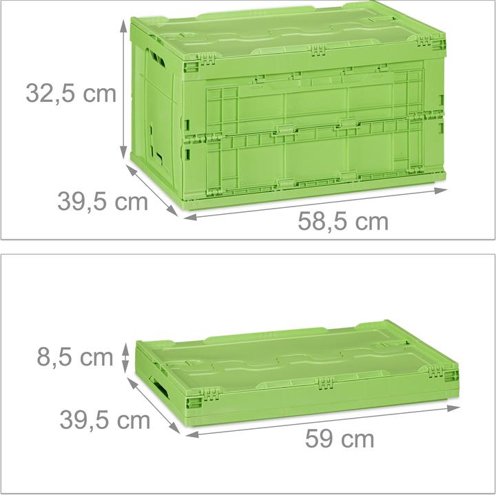 Immagine prodotto Relaxdays Box pieghevole da 60 l con coperchio (58,5 x 39,5 x 32,5 cm, 75 l)