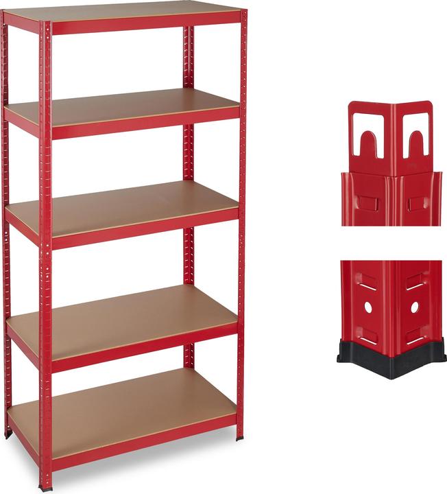 Relaxdays Heavy-duty Shelving Unit Red