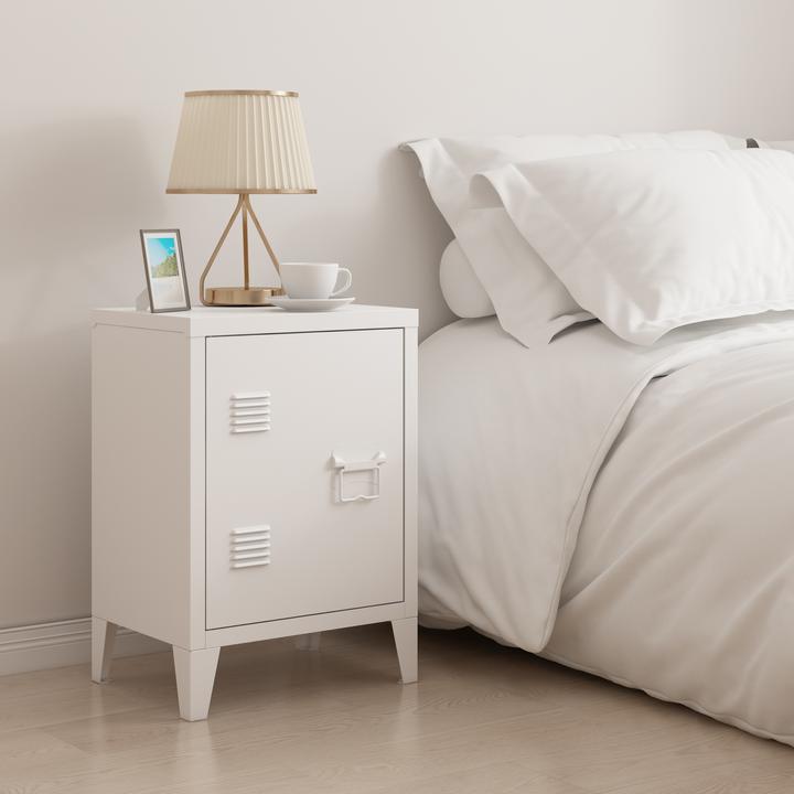 Actual product image En.Casa Bedside cabinet Inari set of 2 door handle right and left white (40 x 30 x 57 cm)