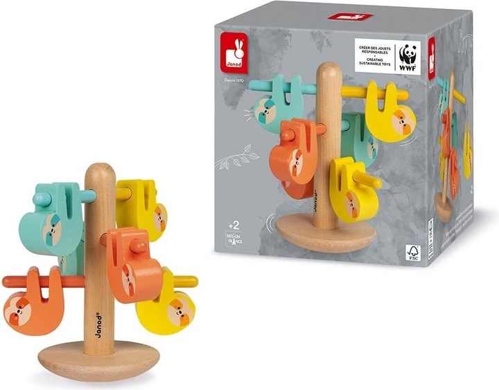 Immagine prodotto Janod Giocattolo impilabile, equilibrio e gioco di colori, bradipo, legno