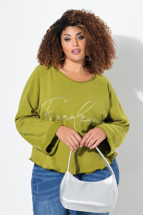 Produktbild Ulla Popken Sweatshirt, Stickerei, Rundhals, Langarm, Rollkanten (50, 52)