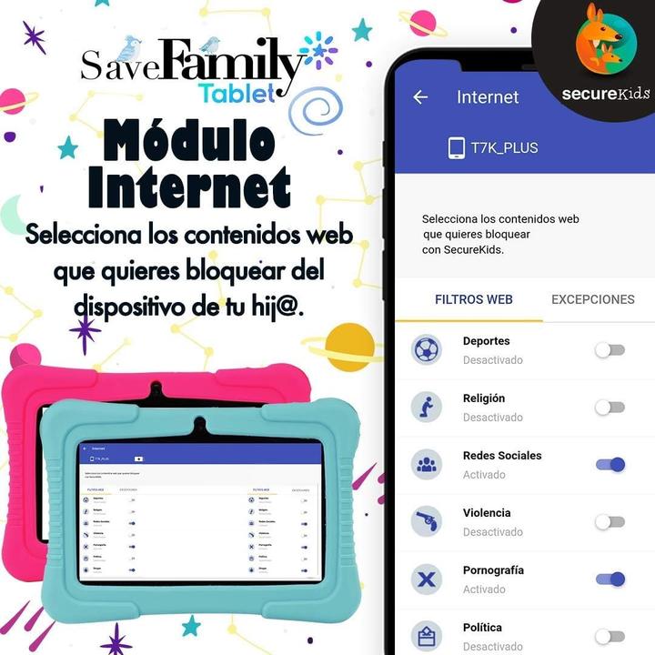 Produktbild Save Family Tab Kids 7 (Kinder Tablet) (nur WLAN, 7", 16 GB, Pink)