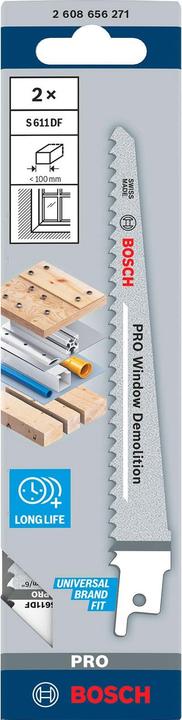 Immagine prodotto Bosch Professional Zubehör PRO Demolizione finestre S611DF foglio, 1,25 x 19 x 150 mm, 2 pezzi.