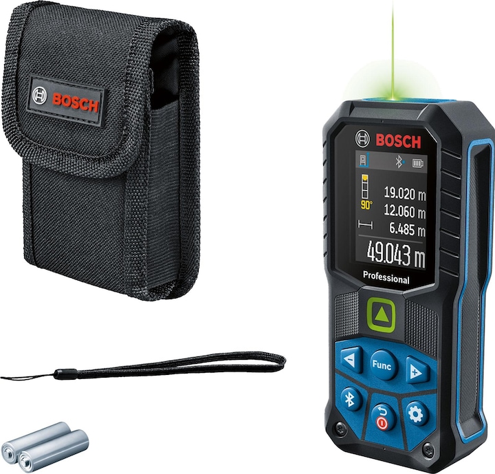 2 x 1.5 V LR6 battery (AA), Protective bag, Manual, Wrist strap