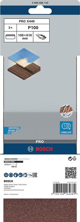 Image du produit Bosch Professional Zubehör PRO X440 bande abrasive, 100 x 610 mm, G100 (100)