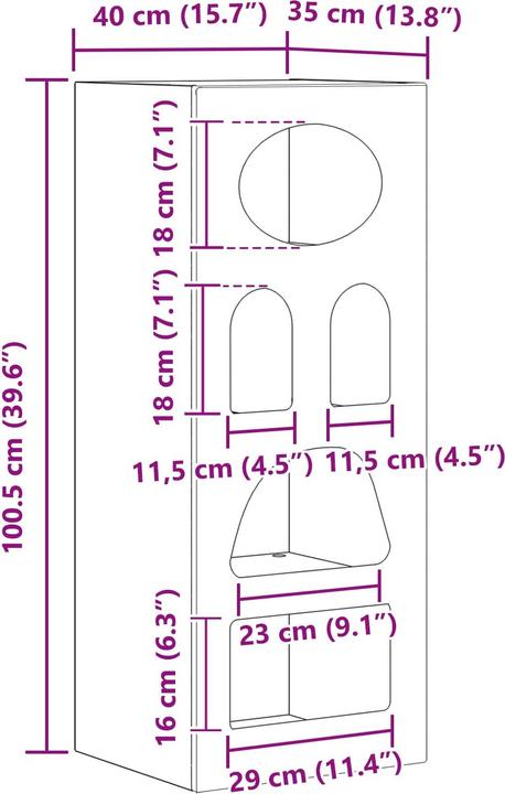 Produktbild vidaXL Modernes Sideboard (35 x 35 x 100.50 cm)