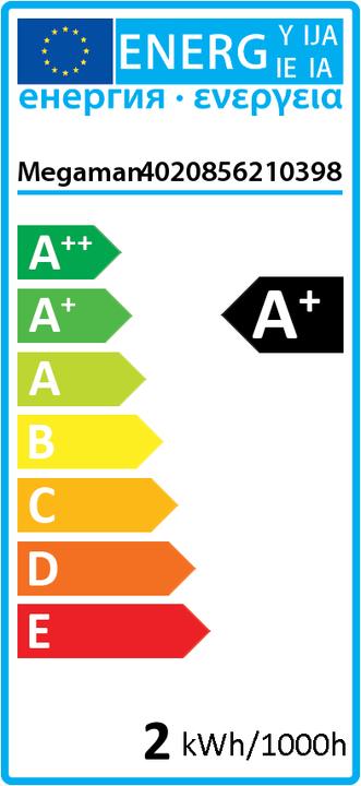 Energy Label Megaman LED E14 bulb shape 2 W = 11 W (E14, 2 W, 100 lm, 1 x, D)