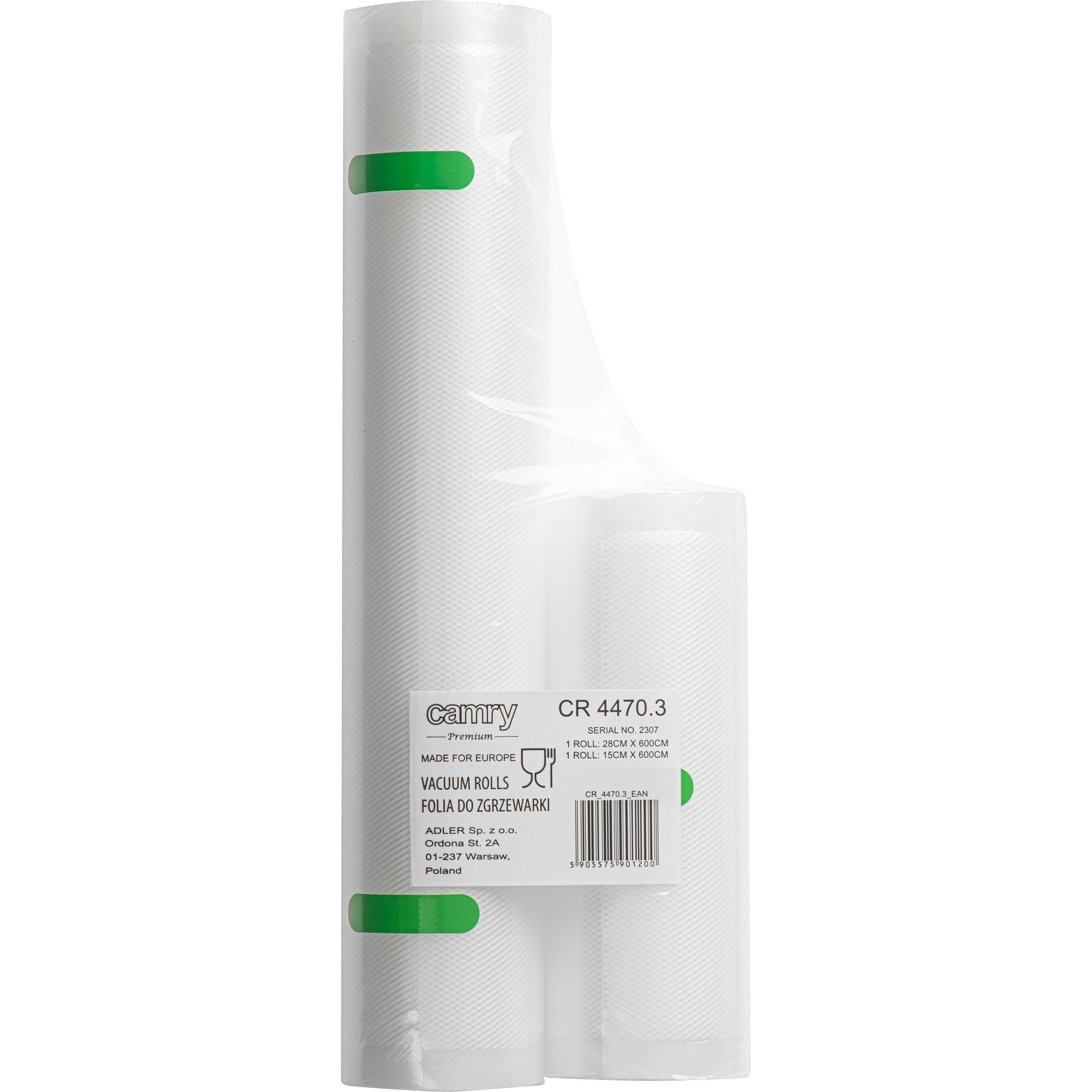 Adler Accessori e filtri Camry Vacumm Sealer Rools per CR 4470, AD 4484, MS 4492, AD 4503 CR 4470.3, Macchina per sottovuoto, Trasparente