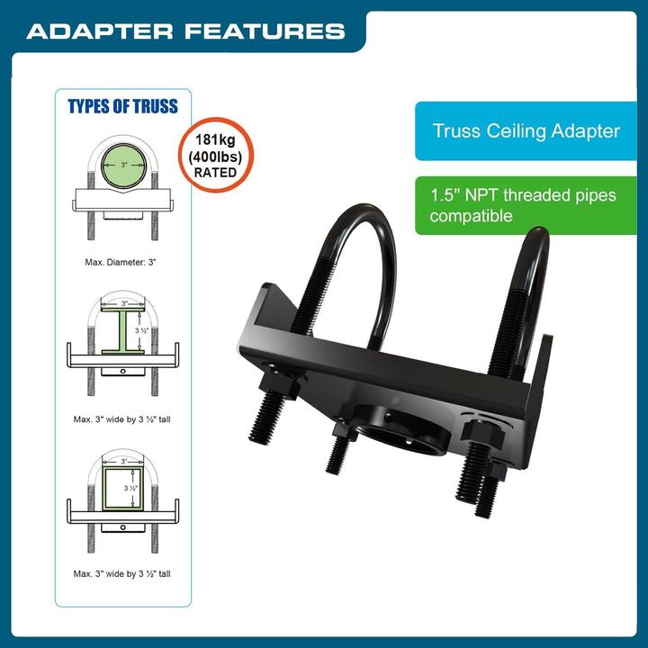 Actual product image QualGear Pro-AV projector mounting kit - QG-KIT-TA-3IN-B (Ceiling)