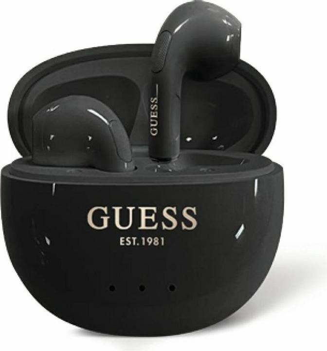 Produktbild Guess Glossy Effect Egg Shape Printed Classic Logo TWS headphones - black (24 h, Kabellos)