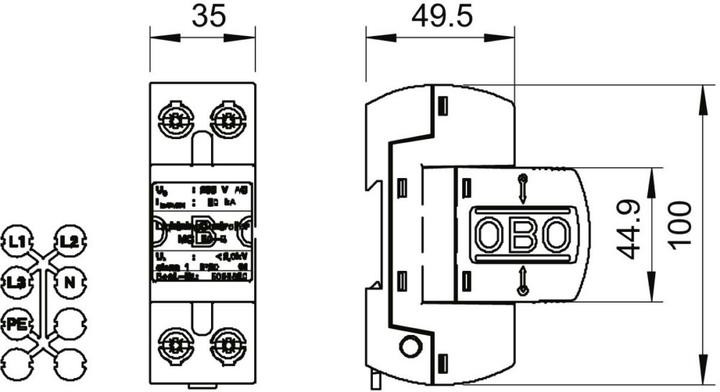 Produktbild OBO Bettermann OBO MCD 50B Blitzstromableiter 1p 255V