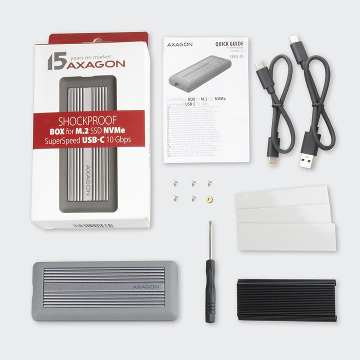 Immagine prodotto Axagon EEM2-XS SHOCKPROOF enclosure M.2 esterno - USB-C 3.2 Gen2, M.2 NVMe SSD (M.2)
