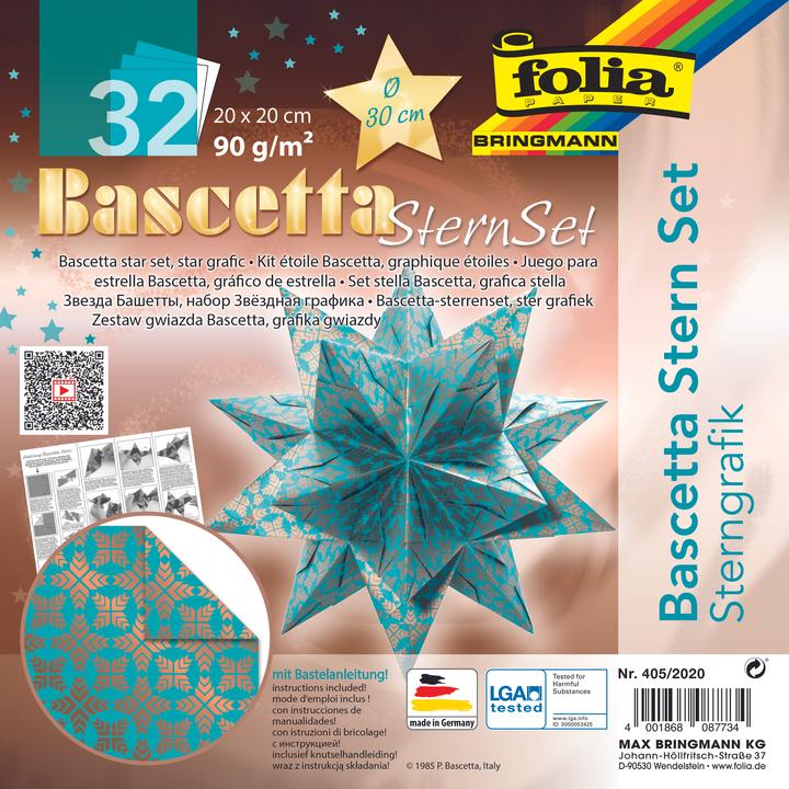 Actual product image Folia Bascetta star folder, turquoise / printed (32x)