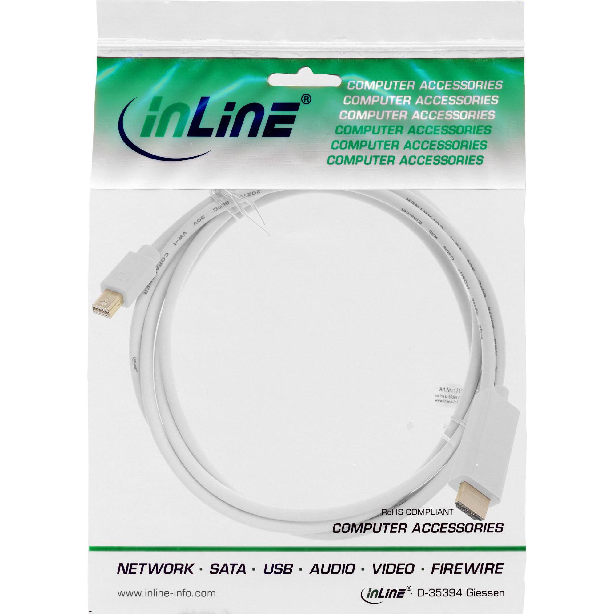 Thumbnail - InLine Mini DisplayPort — HDMI (Typ A) (2 m, DisplayPort), Video Kabel