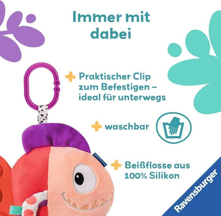 Image du produit Ravensburger 4871 play+ Pop-it Piranha (rouge), Peluche avec de nombreux effets de jeu, Jouet pour bébé