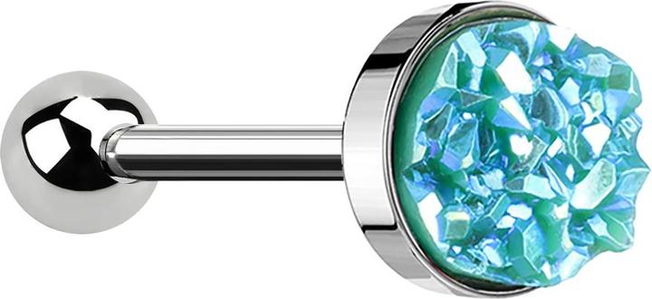 Image du produit Star Piercing Micro Barbell silber mit Druse Stein grün (sans laiton, Acier chirurgical 316L)