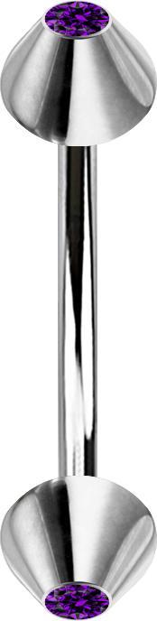 Produktbild Star Piercing Micro Banane silber mit zwei Cones Kristall violett (ohne Messing, Chirurgenstahl 316L)