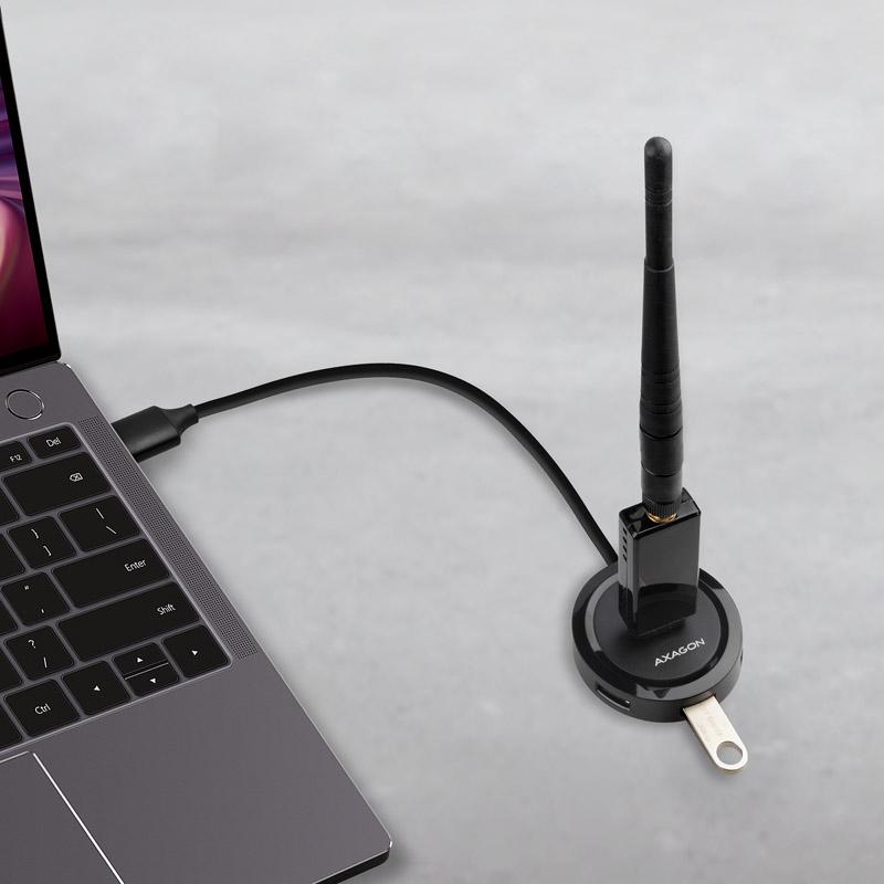 Thumbnail - Axagon HUE-P1A (USB-C, 4 Ports), Dockingstation + USB Hub, Schwarz