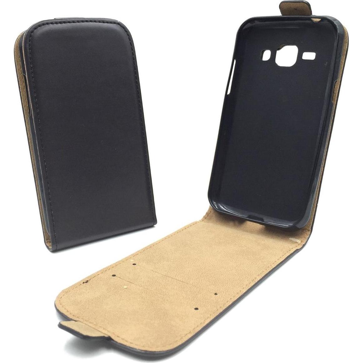 König Design Handyhülle für Samsung Galaxy J1 (2015) Schutztasche Wallet Cover Case Schwarz (Samsung Galaxy J1), Smartph...