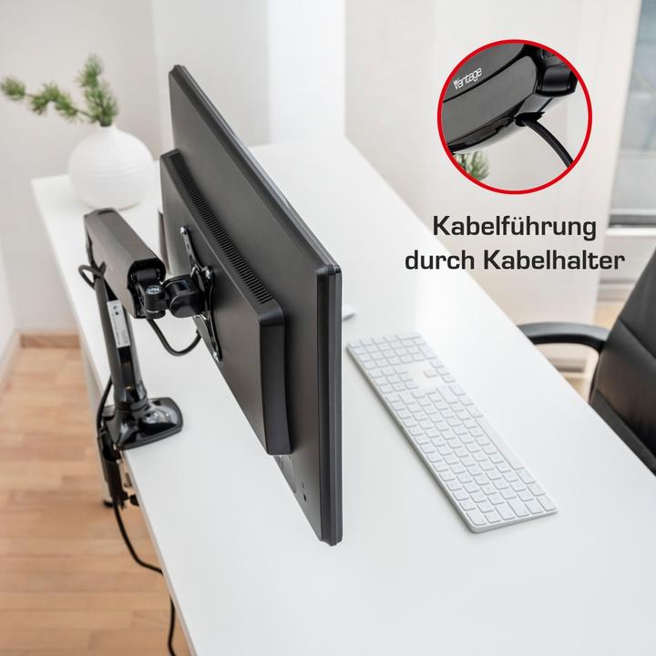 Produktbild Vantage Monitorarm single Gas 75x100 -9kg 27" schwarz (Tisch, 27", 9 kg)