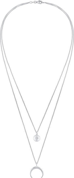 Produktbild Elli Halskette Layer Halbmond Stern Plättchen Zirkonia 925 Silber (Zirkonia, 925er Sterling Silber, 45 cm)