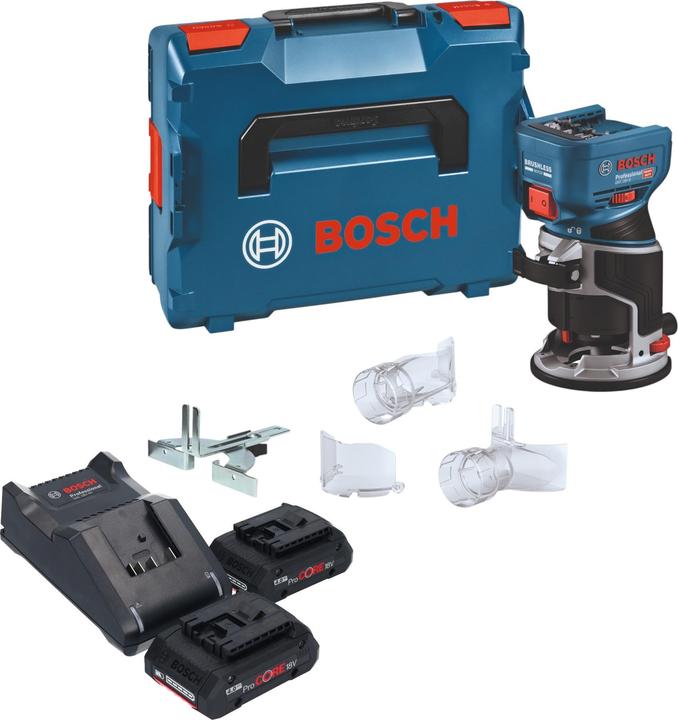 Bosch Professional Bosch GKF 18V-8 Professional Akku Kantenfräse 18 V 8,0 mm Brushless + 2x ProCORE Akku 4,0 Ah +