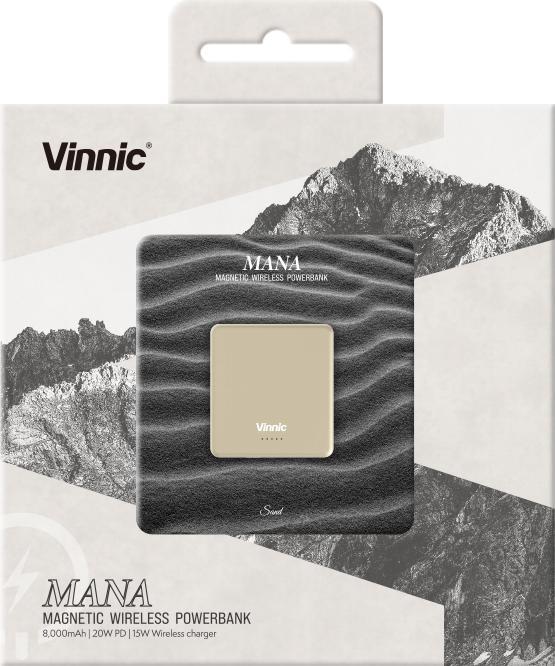 Produktbild Vinnic MANA Magnetic Wireless Powerbank 8.000mAh, dessert (8000 mAh, 20 W, 30.80 Wh)