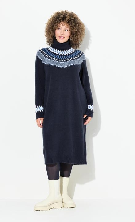 Produktbild Ulla Popken Strickkleid, Norwegermuster, Rollkragen, Langarm (42, 44)