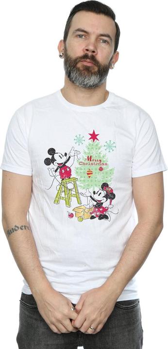 Actual product image Disney Mens Mickey And Minnie Christmas Tree T-Shirt (S)