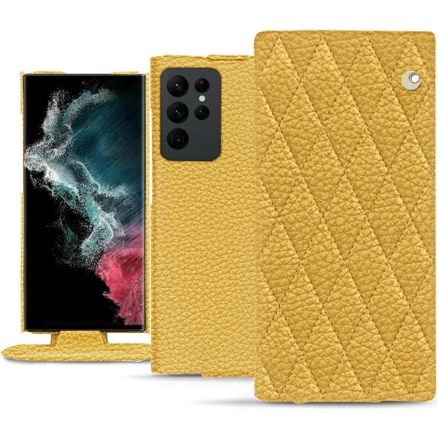 Noreve Lederschutzhülle vertikal (Samsung Galaxy S22 Ultra), Smartphone Hülle, Orange