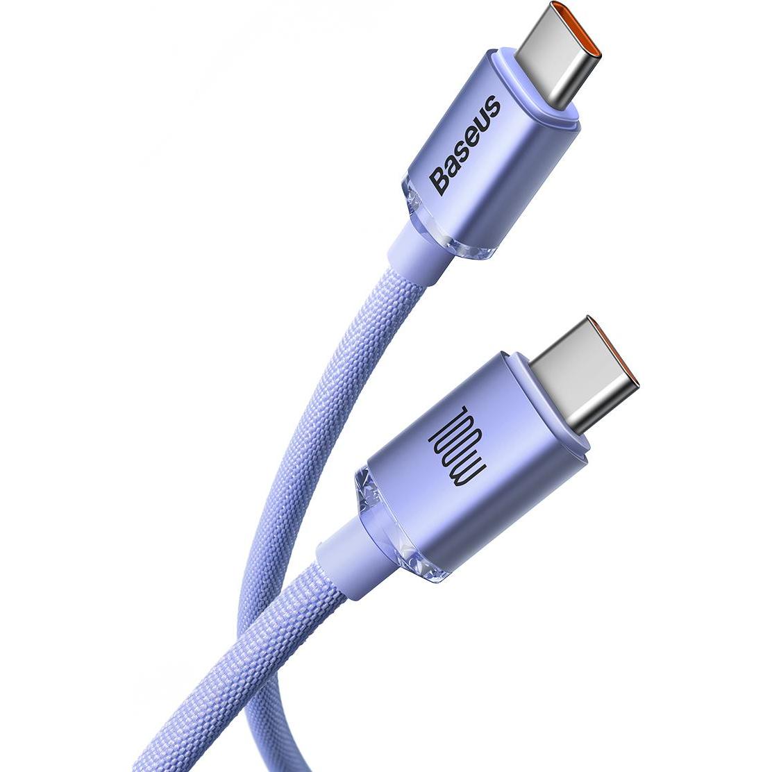Thumbnail - Baseus Crystal Shine Series Fast Charging Data Cable Type-C to Type-C 100W 1.2m Purple (1.20 m, USB 2.0), USB Kabel