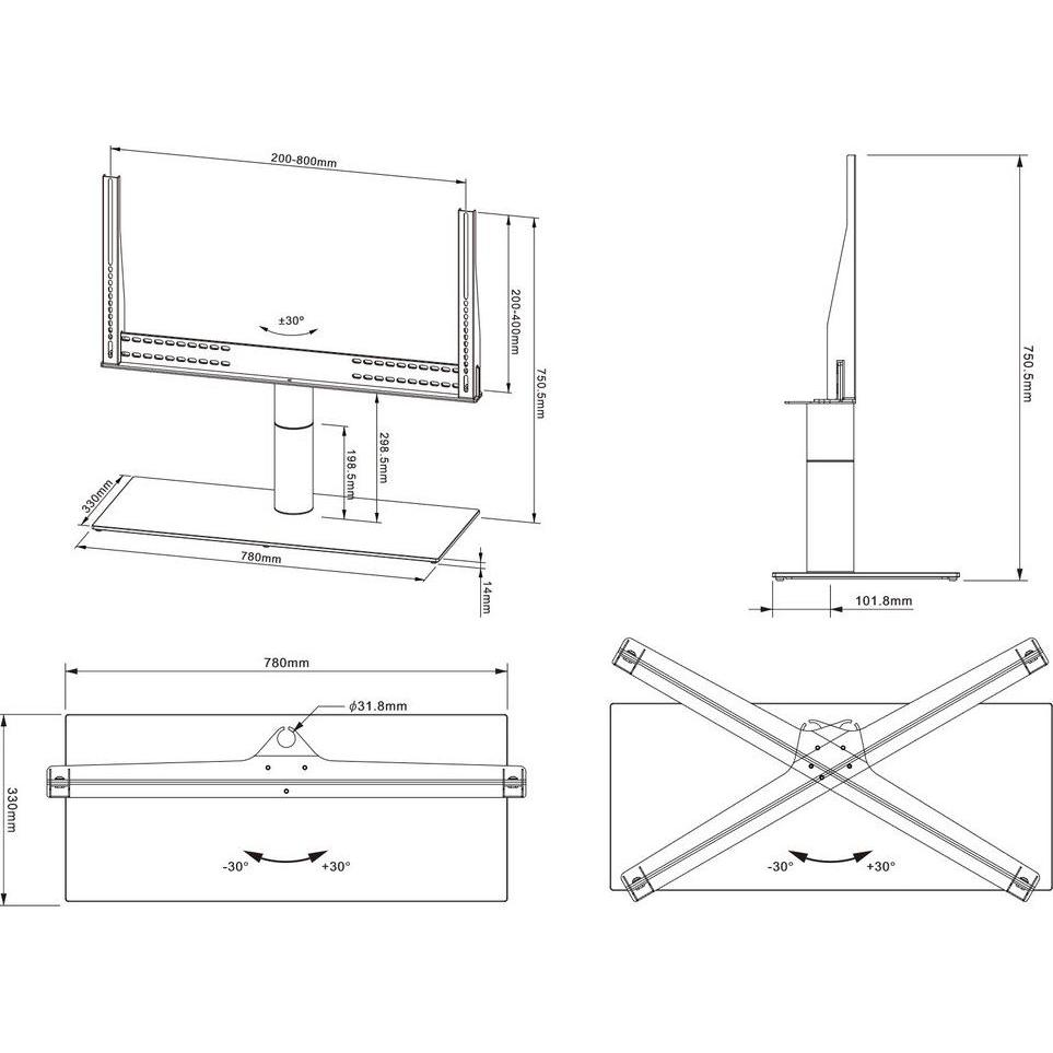 Thumbnail - Multibrackets Tablestand Turn X Large (Universal, 75", 50 kg), TV Ständer, Schwarz