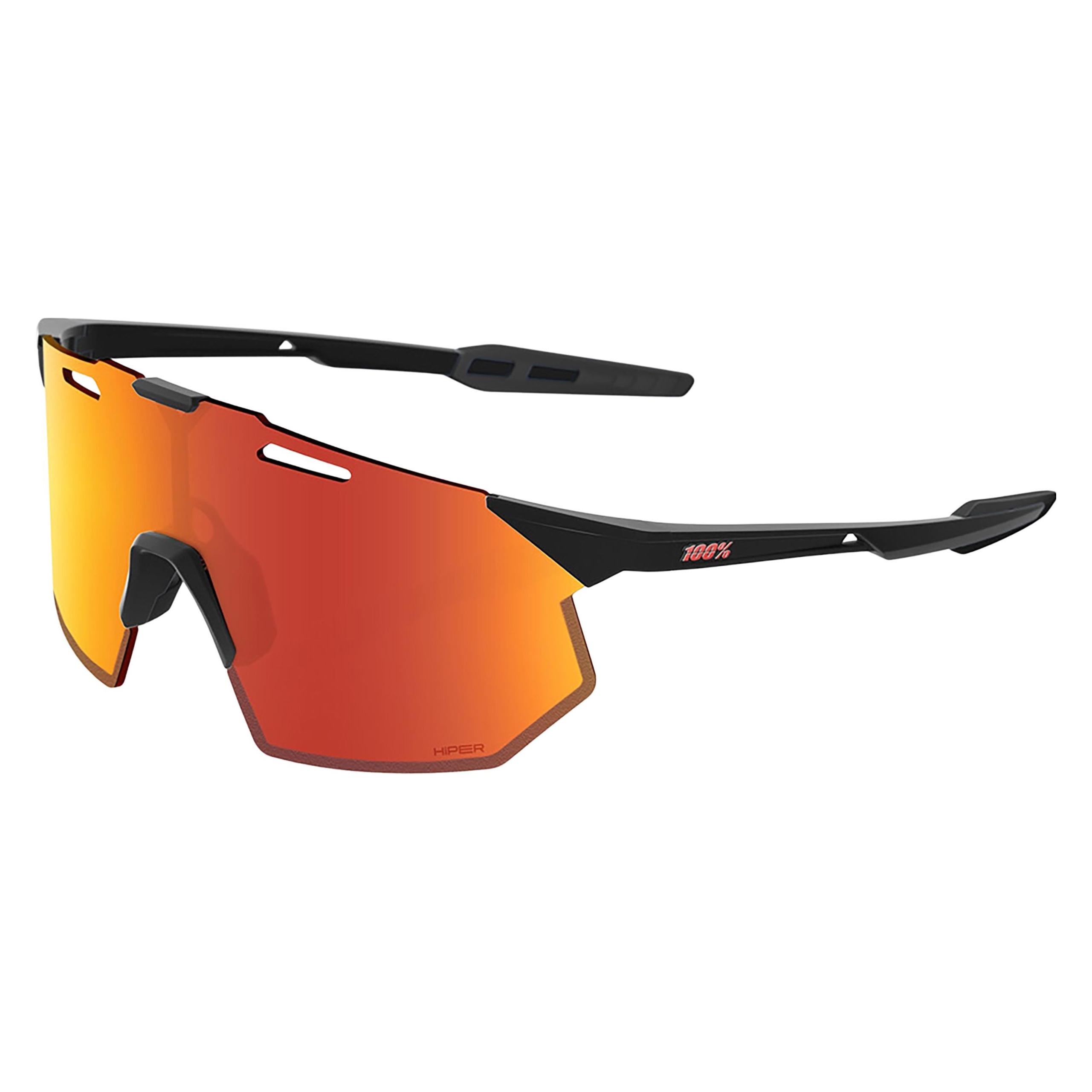 100%, Damen, Sportbrille, Hypercraft Sq - Soft Tact Black - HiPER Red Multilayer (Soft Tact Black, HiPer Red Multilayer Mirror), Schwarz