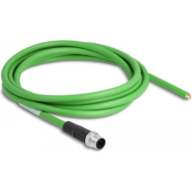 Delock Netzwerkkabel M12 4 Pin D-kodiert zu offenen Kabelenden TPU 2 m (SF/UTP, 2 m), Netzwerkkabel