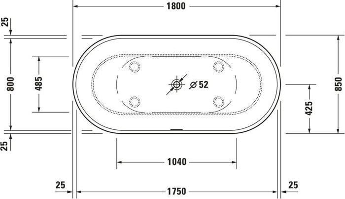 Produktbild Duravit Badewanne LUV 1800x850mm freist 2 Rückenschrägen weiss (252 l, 180 cm, 85 cm)