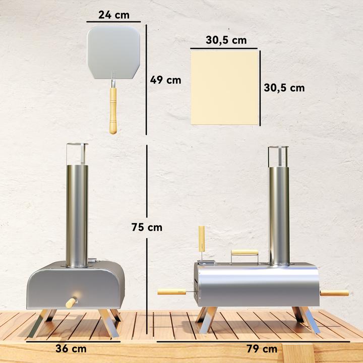 Produktbild Outsunny Pizzaofen Edelstahl Silber (Pizzaofen Holz)