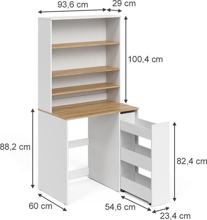 Produktbild Vicco Waschmaschinenschrank Viktor, Weiss/Artisan-Eiche, 93.6 x 88.2 cm 2 Teile mit Rollregal