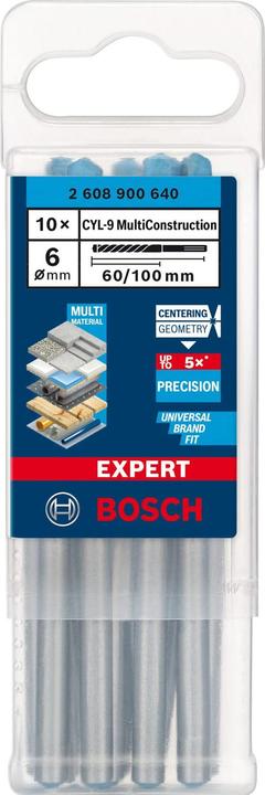 Productafbeelding Bosch Professional Zubehör Expert CYL-9 MultiConstructieboor, 6 x 60 x 100 mm, d 6 mm, 10 stuks. (6,00 mm)