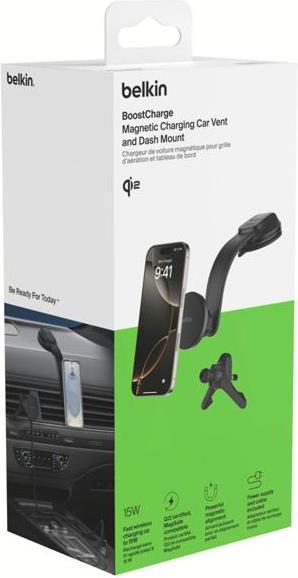 Productafbeelding Belkin magn. Kfz-Halterung 15W Qi2 f.Lüftung/Armatur.WIC012hqBK
