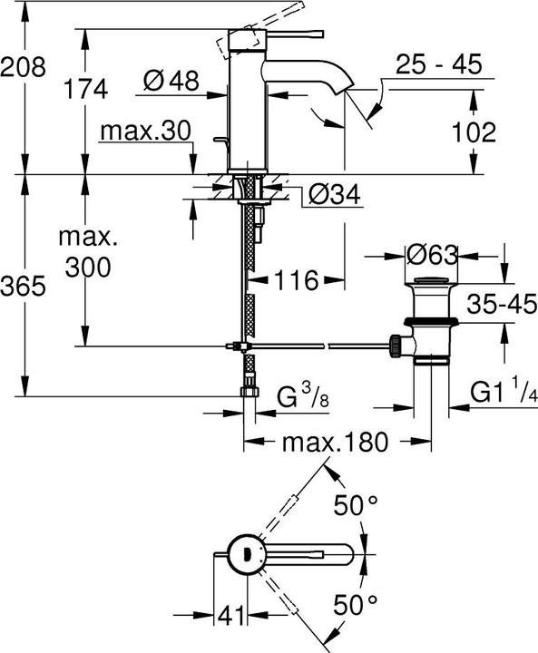 Produktbild Grohe Einhand-Waschtischbatterie Essence 1/2Zoll S-Size wa sun gebü