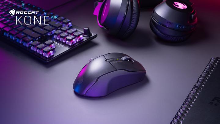 Produktbild Roccat Kone Air schwarze kabellose Gaming-Maus (Kabelgebunden, Kabellos)