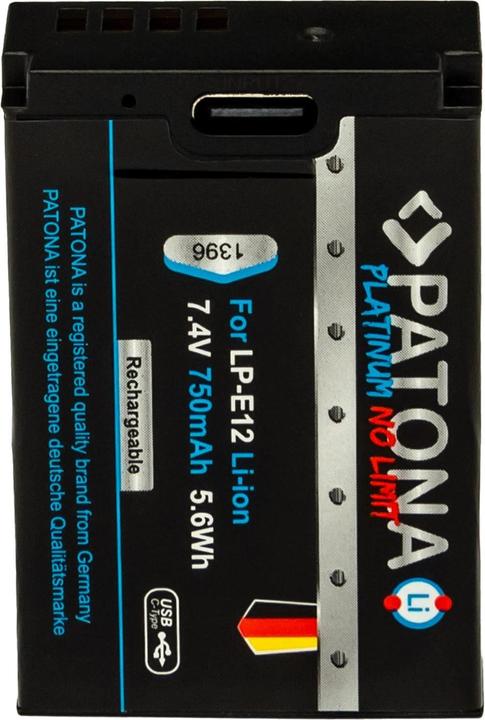 Actual product image Patona Platinum USB-C Canon LP-E12 (Camera battery)