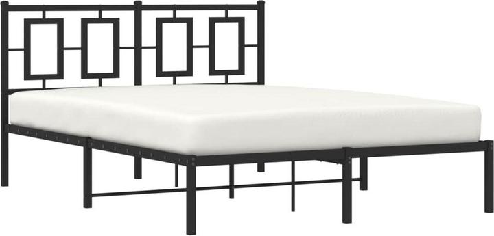 Actual product image vidaXL Bettgestell mit Kopfteil Metallbett Bett Doppelbett Schwarz 140x190cm (140 x 190 cm)